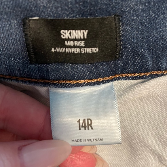Express skinny mid rise 4 way hyper stretch jeans SZ 14R - Picture 10 of 11